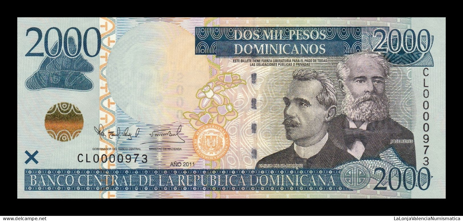 República Dominicana 2000 Pesos Dominicanos 2011 Pick 188a Low Serial 973 Sc Unc - Dominicaine