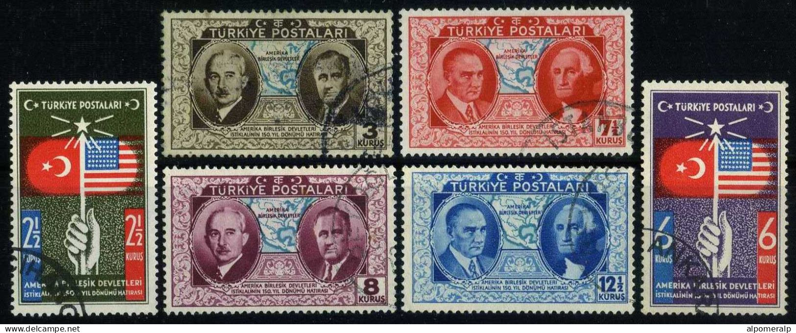 Türkiye 1939 Mi 1047-1052 150th Anniversary Of USA Independence - Oblitérés