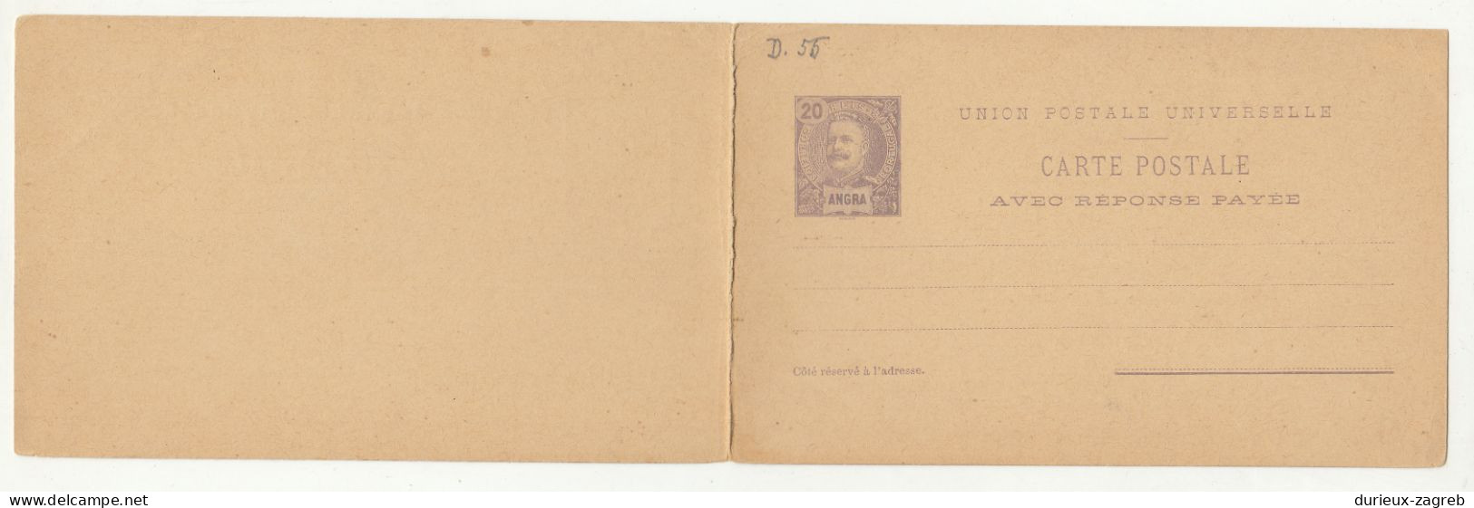 Portugal Angra Old UPU Postal Stationery Postcard With Reply Not Posted B230510 - Angra