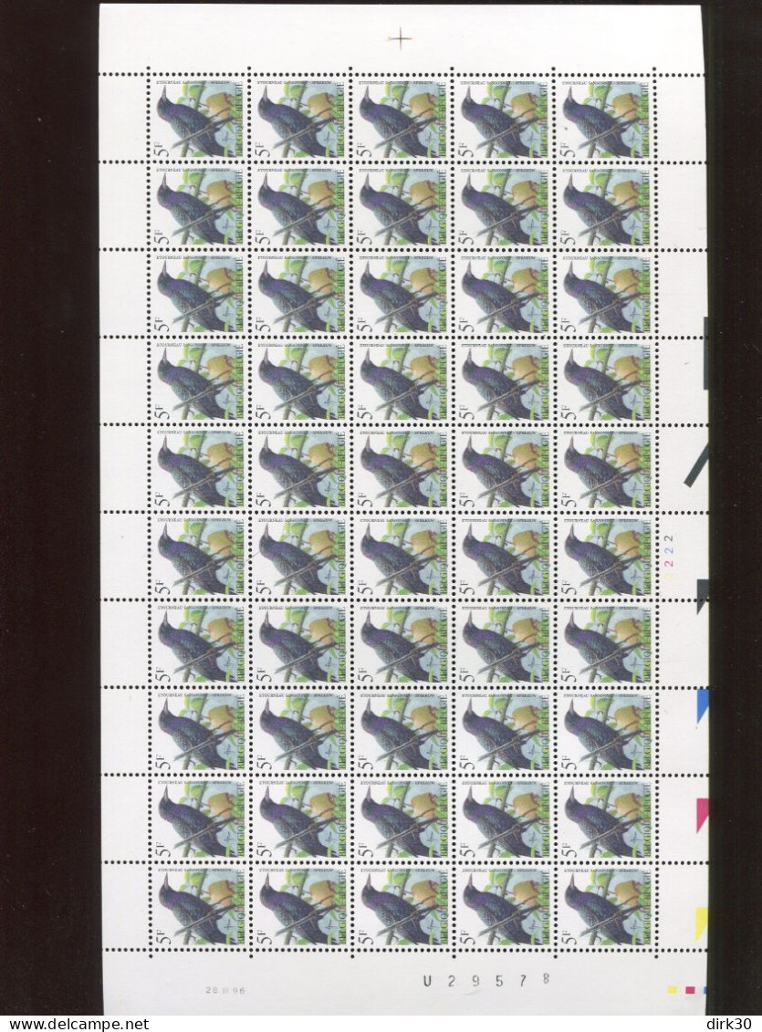 Belgie Buzin Vogels 2638 Volledig Vel Drukdatum 28/3/1996 Plaatnummer Numéro De Planche 2 - 1991-2000