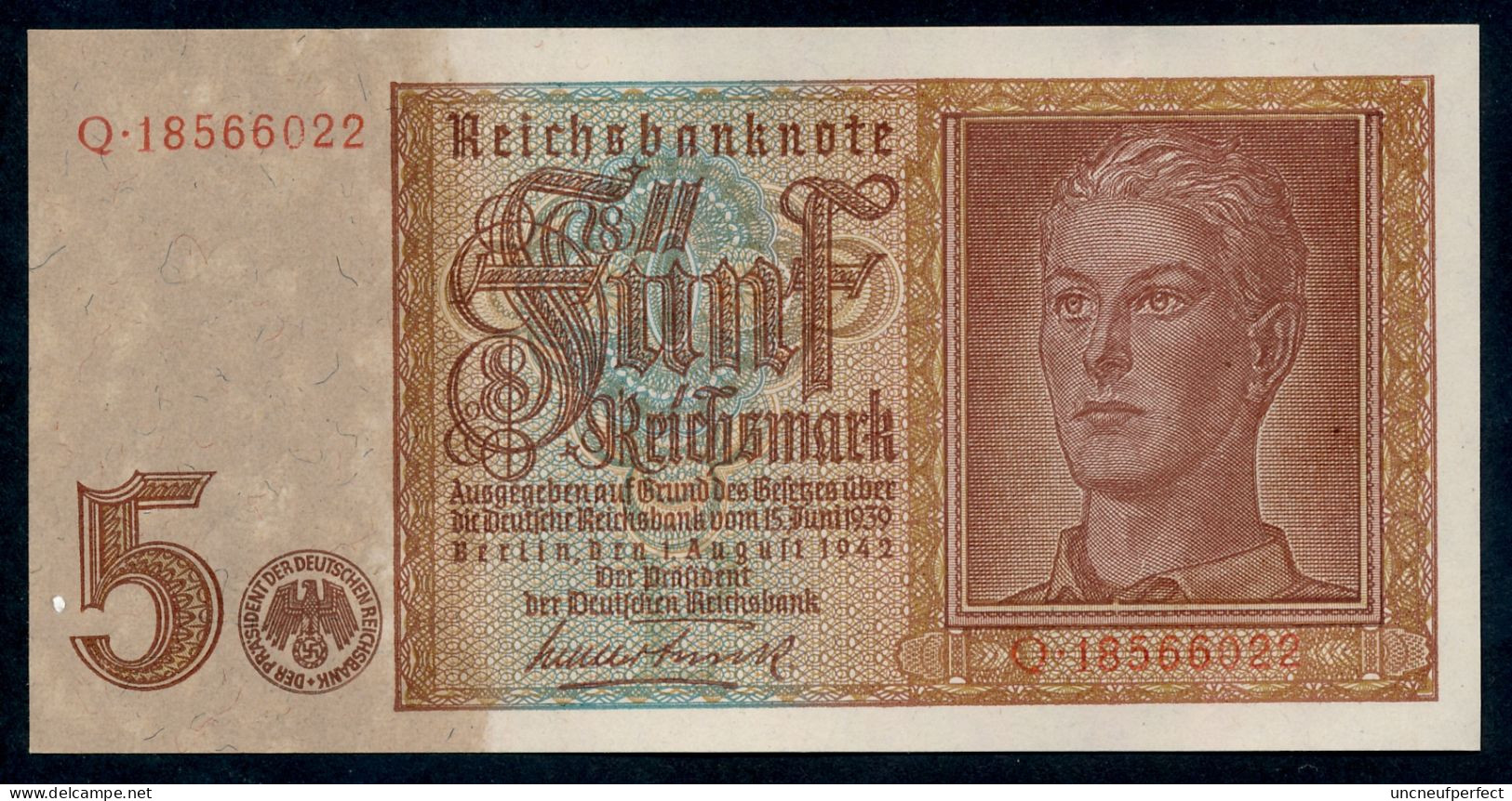 Pick186a  Ro179b DEU-220b.  5 Reichsmark 1942  UNC NEUF - 5 Reichsmark