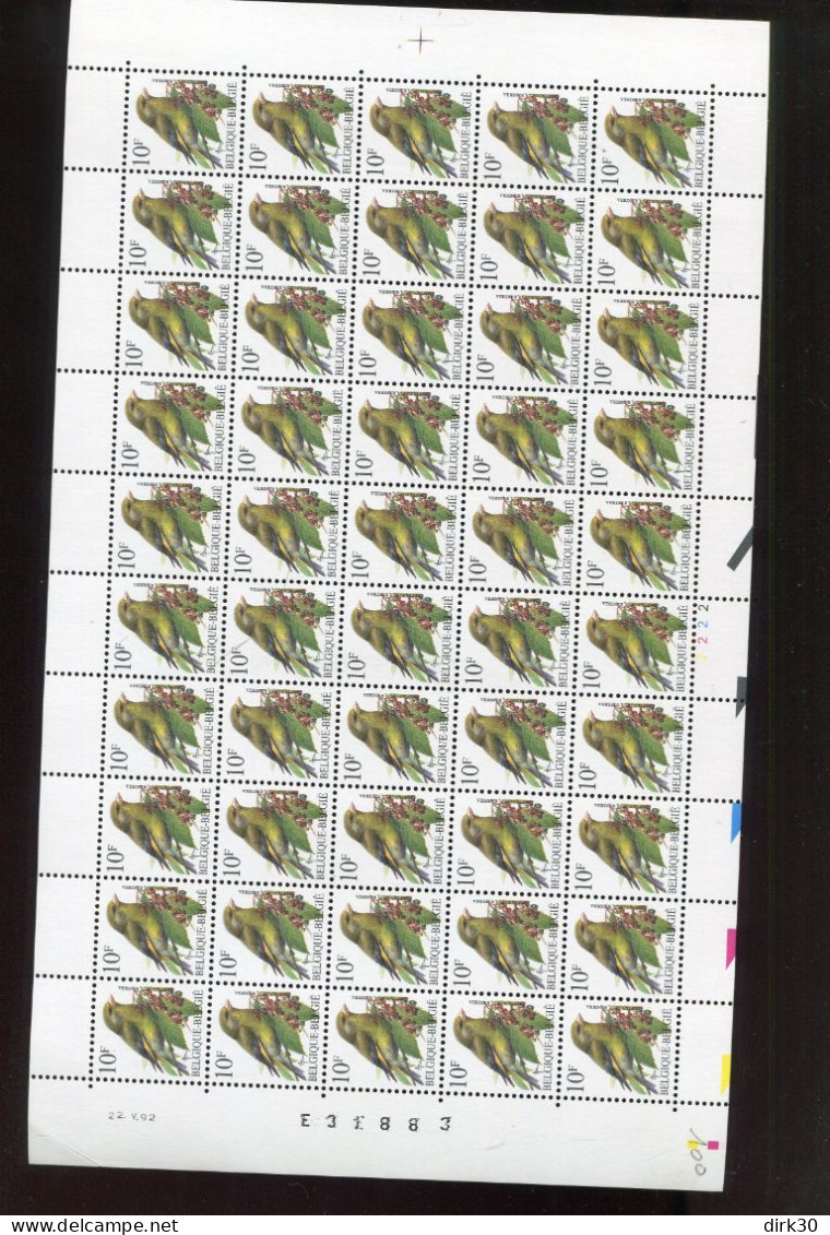 Belgie Buzin Vogels 2461 Volledig Vel Drukdatum 22/5/1992 Plaatnummer Numéro De Planche 2 - 1991-2000