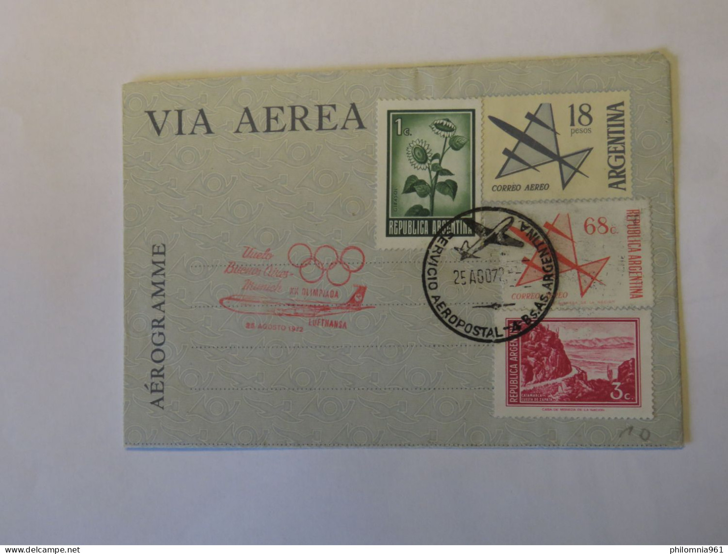 ARGENTINA FIRST FLIGHT COVER BUENOS AIRES - MUNHEN 1972 - Usados