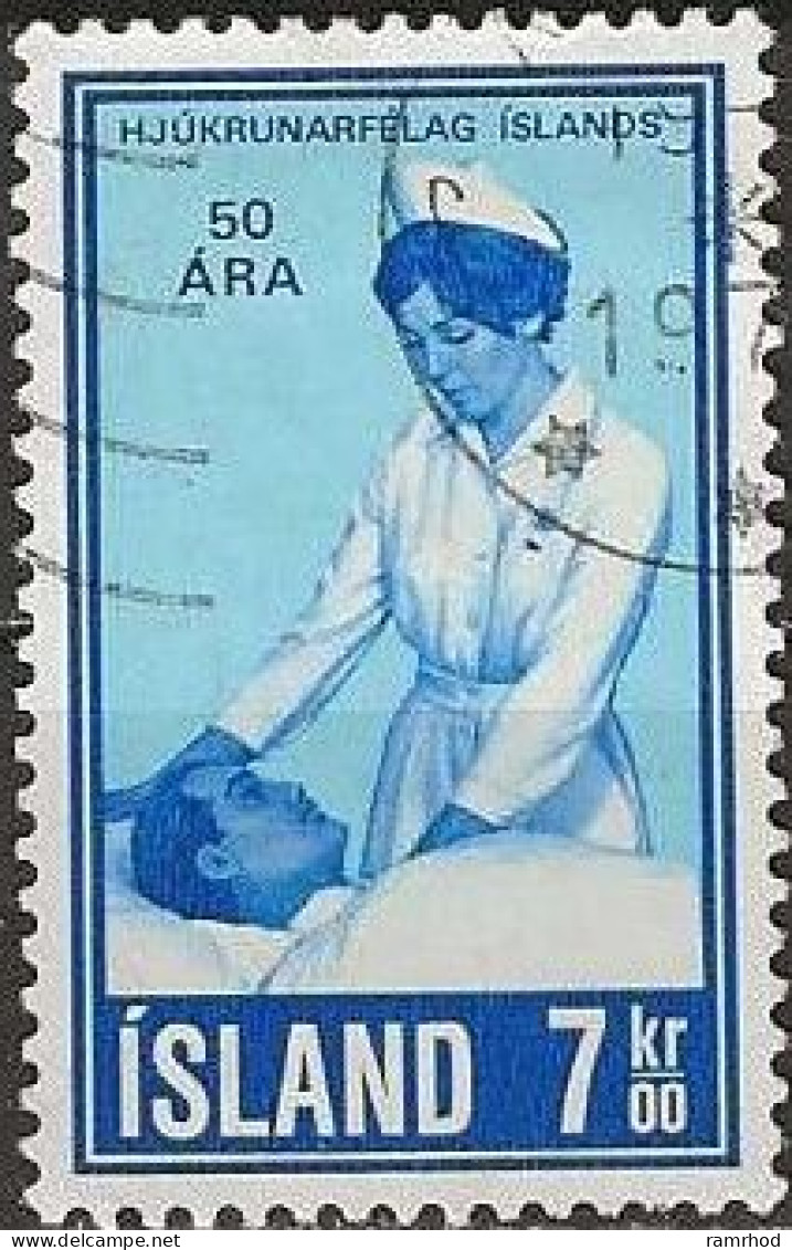 ICELAND 1970 50th Anniversary Of Icelandic Nurses Association - 7k. - Nurse Tending Patient FU - Used Stamps