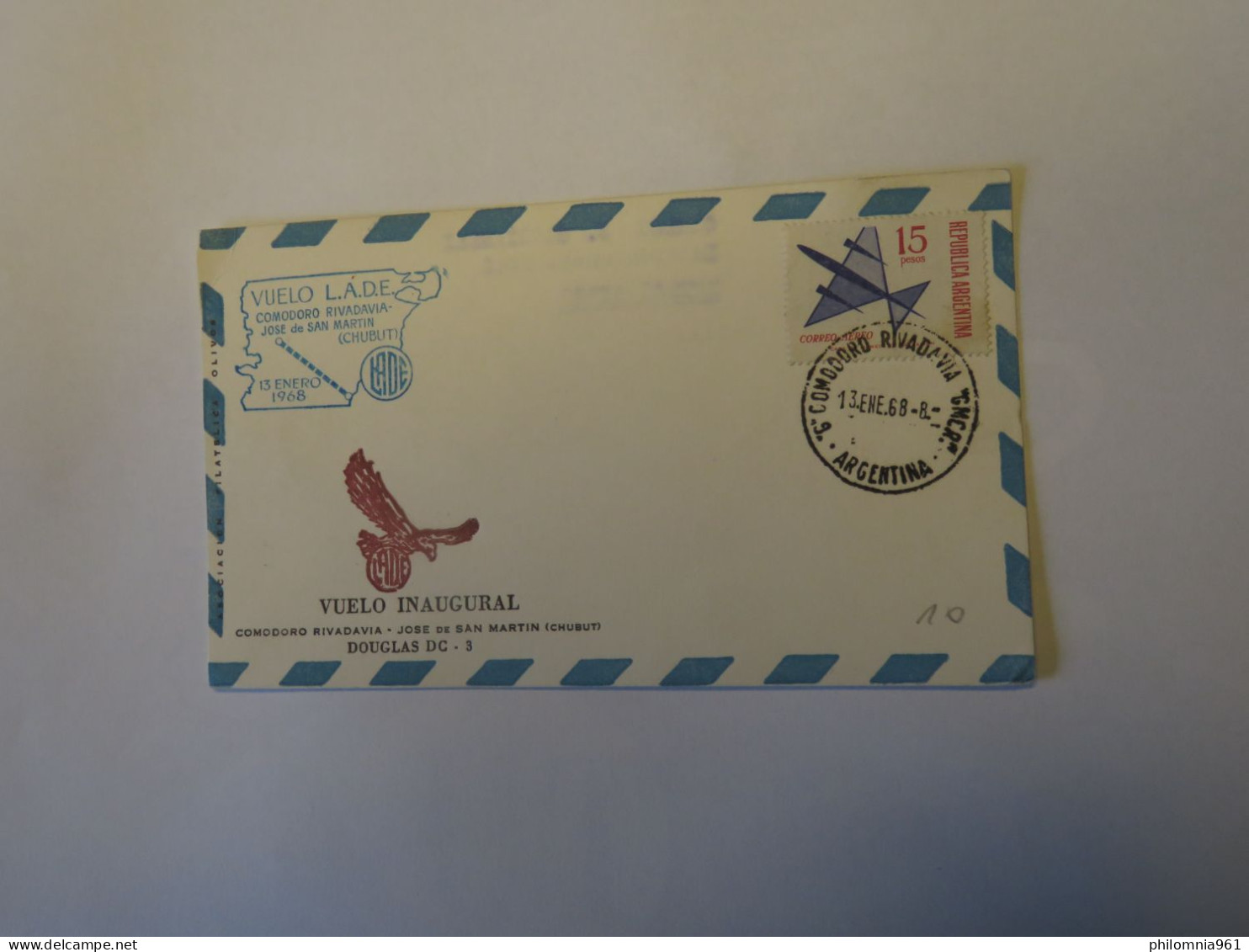 ARGENTINA  FIRST FLIGHT COVER 1968 - Usati