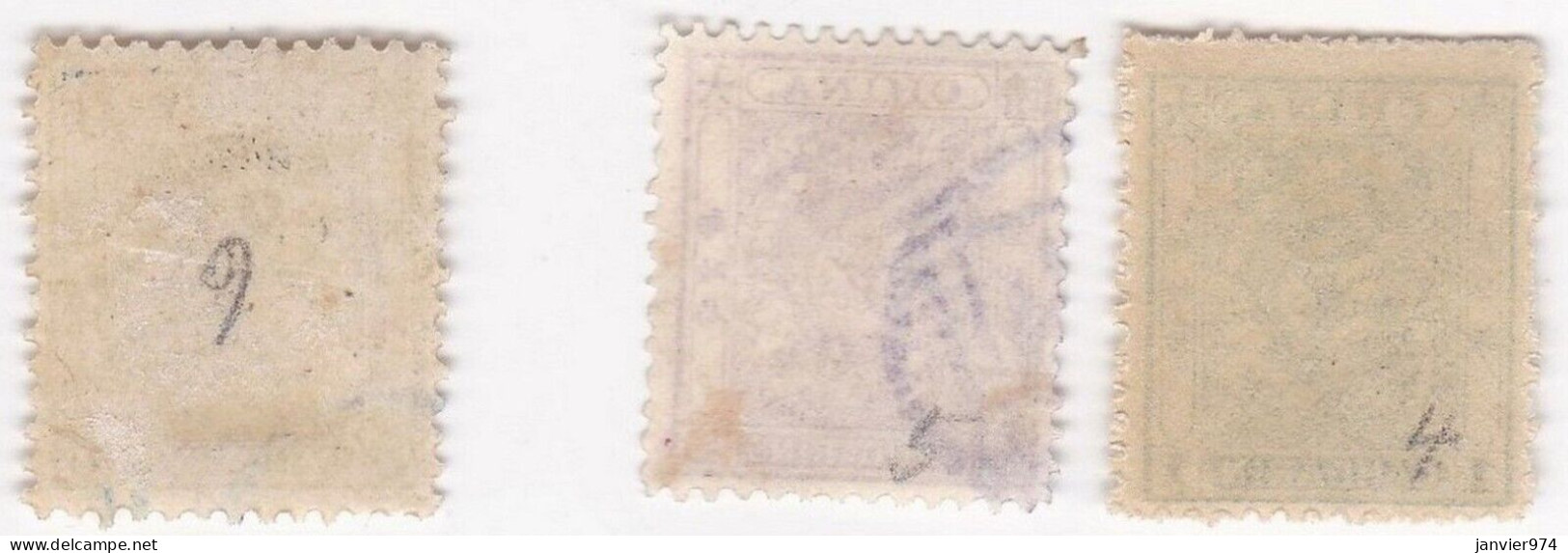 Chine Empire 1878, 3 Timbres 1 Candarin, 3 Candarins Et 5 Candarins, Large Dragon , Scan Recto Verso  - Gebruikt