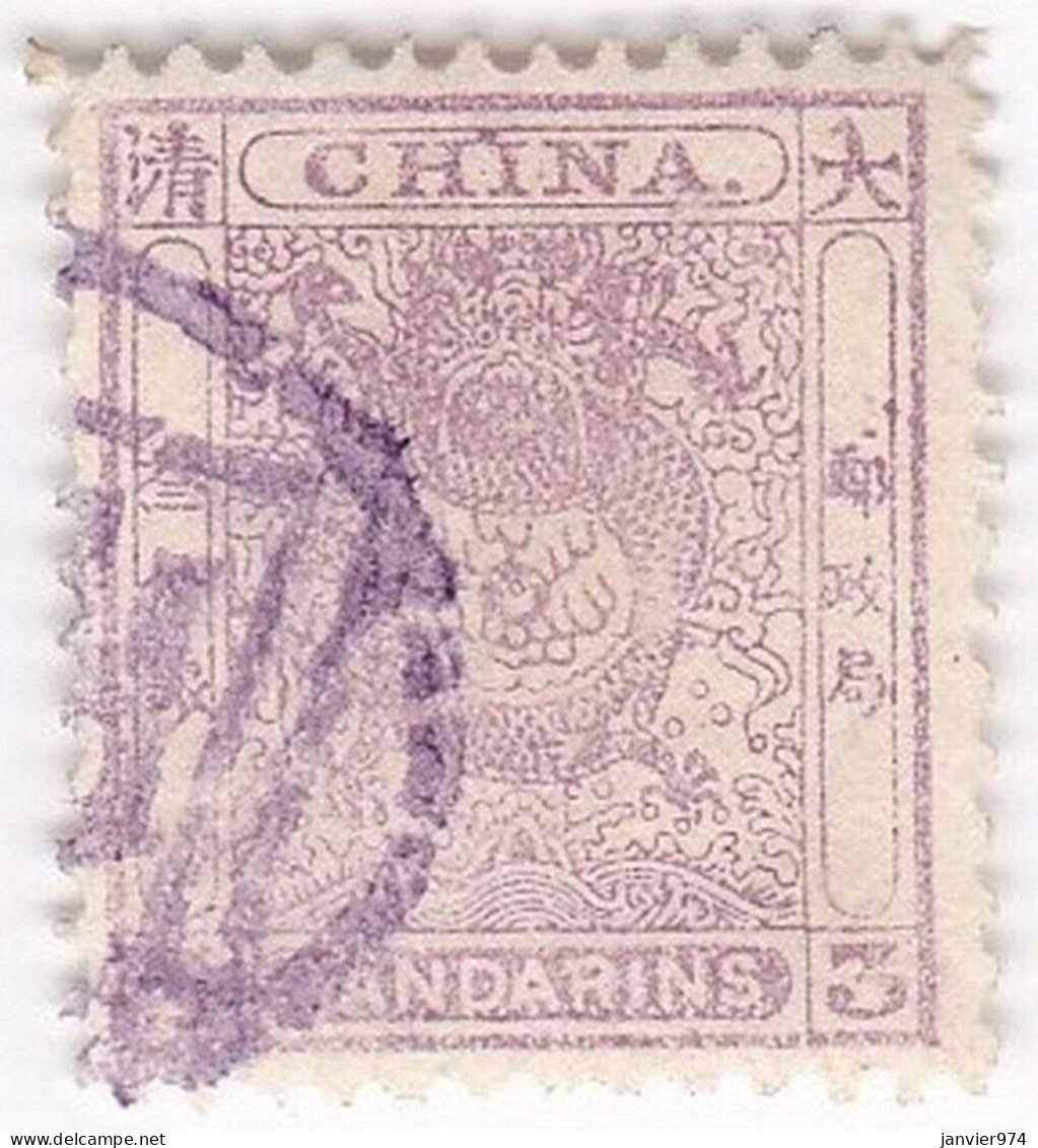 Chine Empire 1878, 3 Timbres 1 Candarin, 3 Candarins Et 5 Candarins, Large Dragon , Scan Recto Verso  - Gebruikt