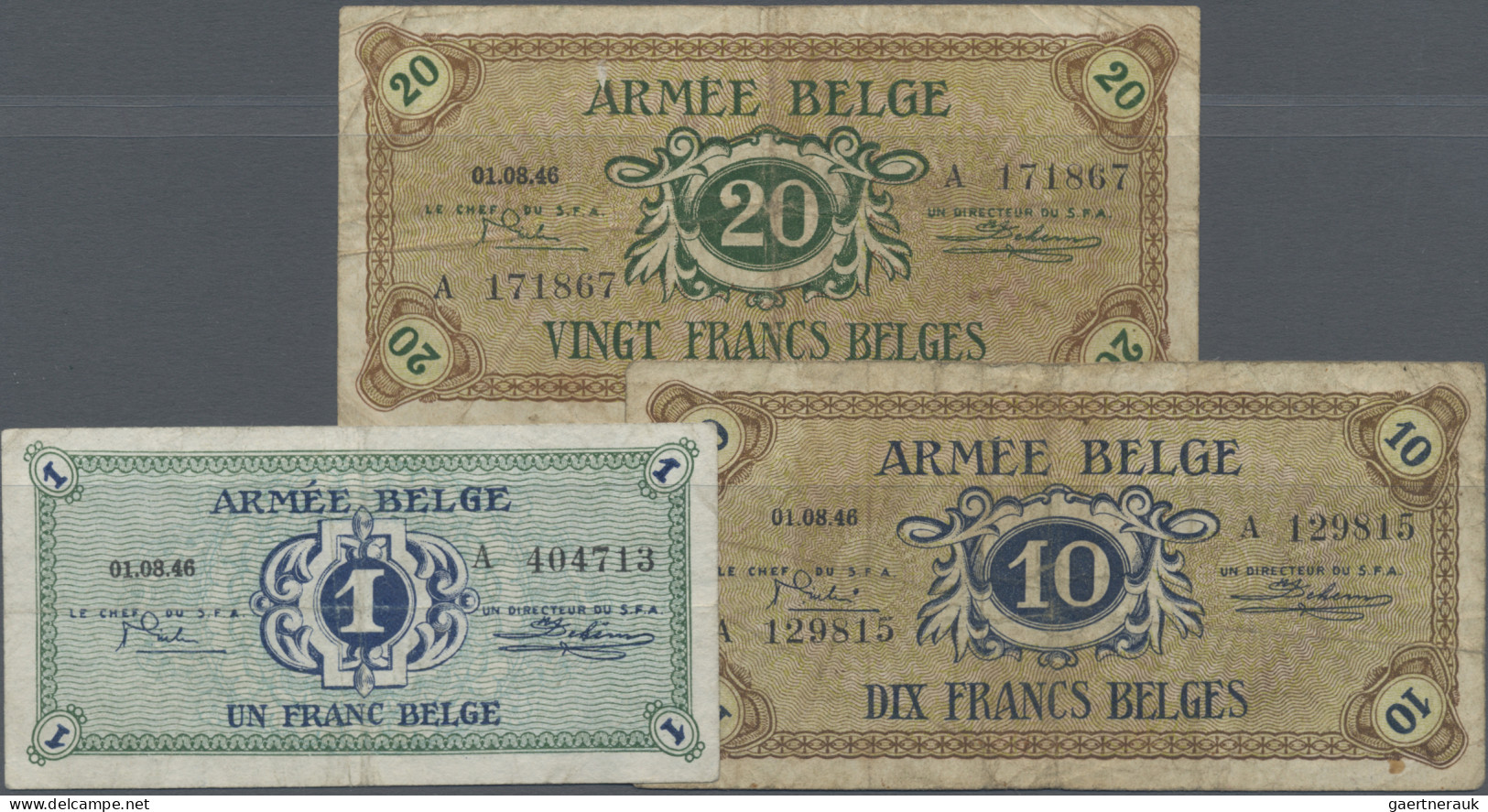 Belgium: Armée Belge / Belgisch Leger, Set With 3 Vouchers Issued In 1946 For Be - [ 1] …-1830 : Avant Indépendance