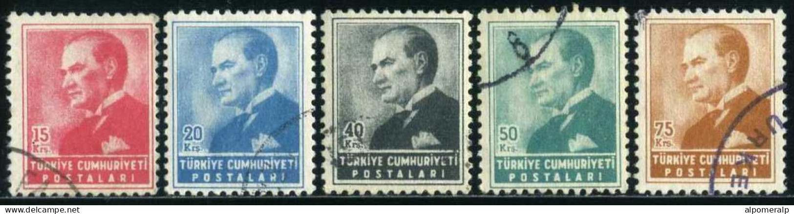 Türkiye 1955 Mi 1410-1414 Definitive Postage Stamps, Atatürk - Usati