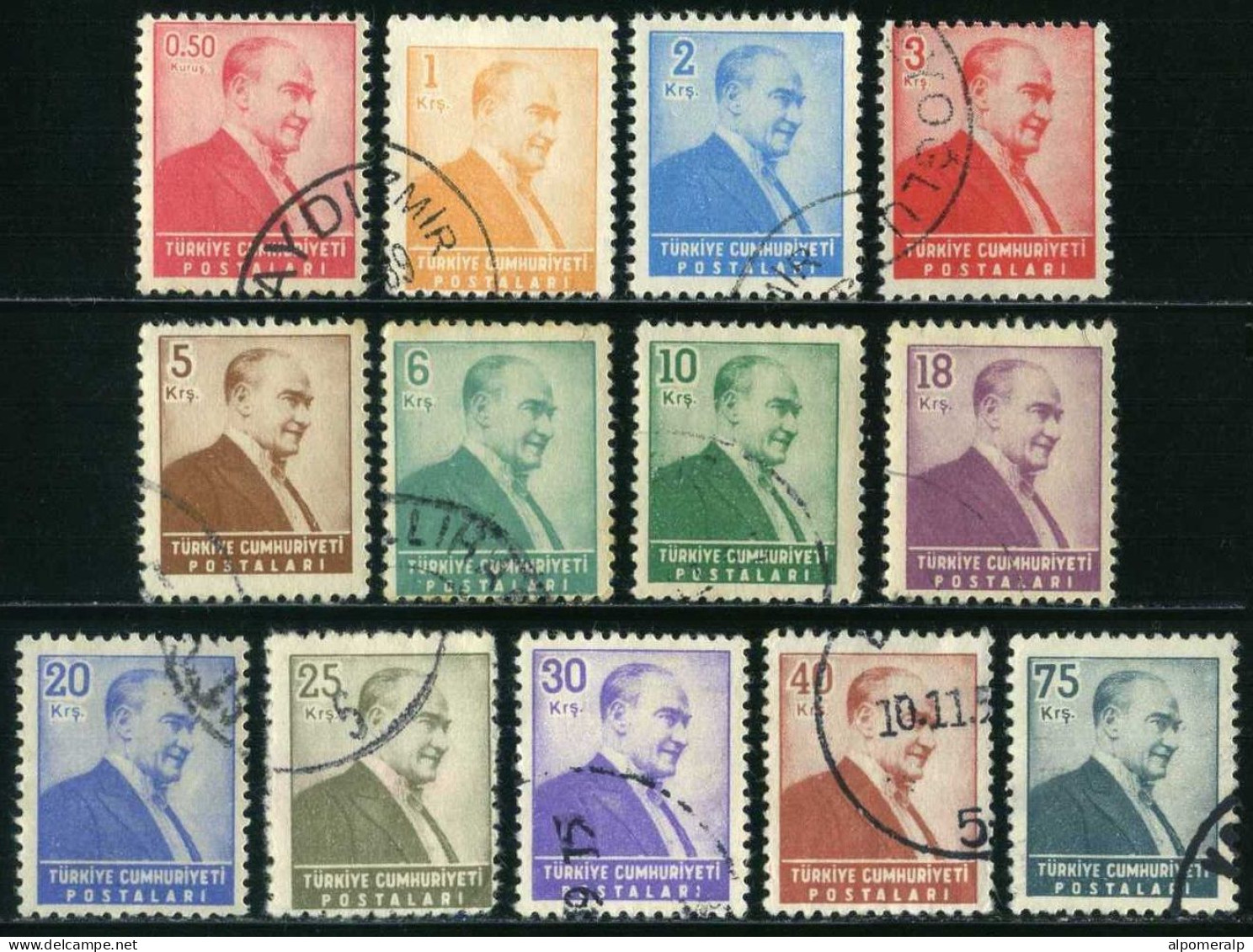 Türkiye 1955 Mi 1463-1475 Definitive Postage Stamps, Atatürk - Gebraucht