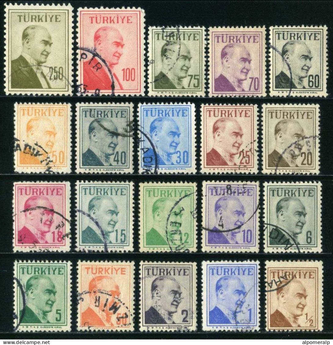 Türkiye 1958 Mi 1573-1592 Kemal Atatürk, Portrait With Double Line Frame - Usati