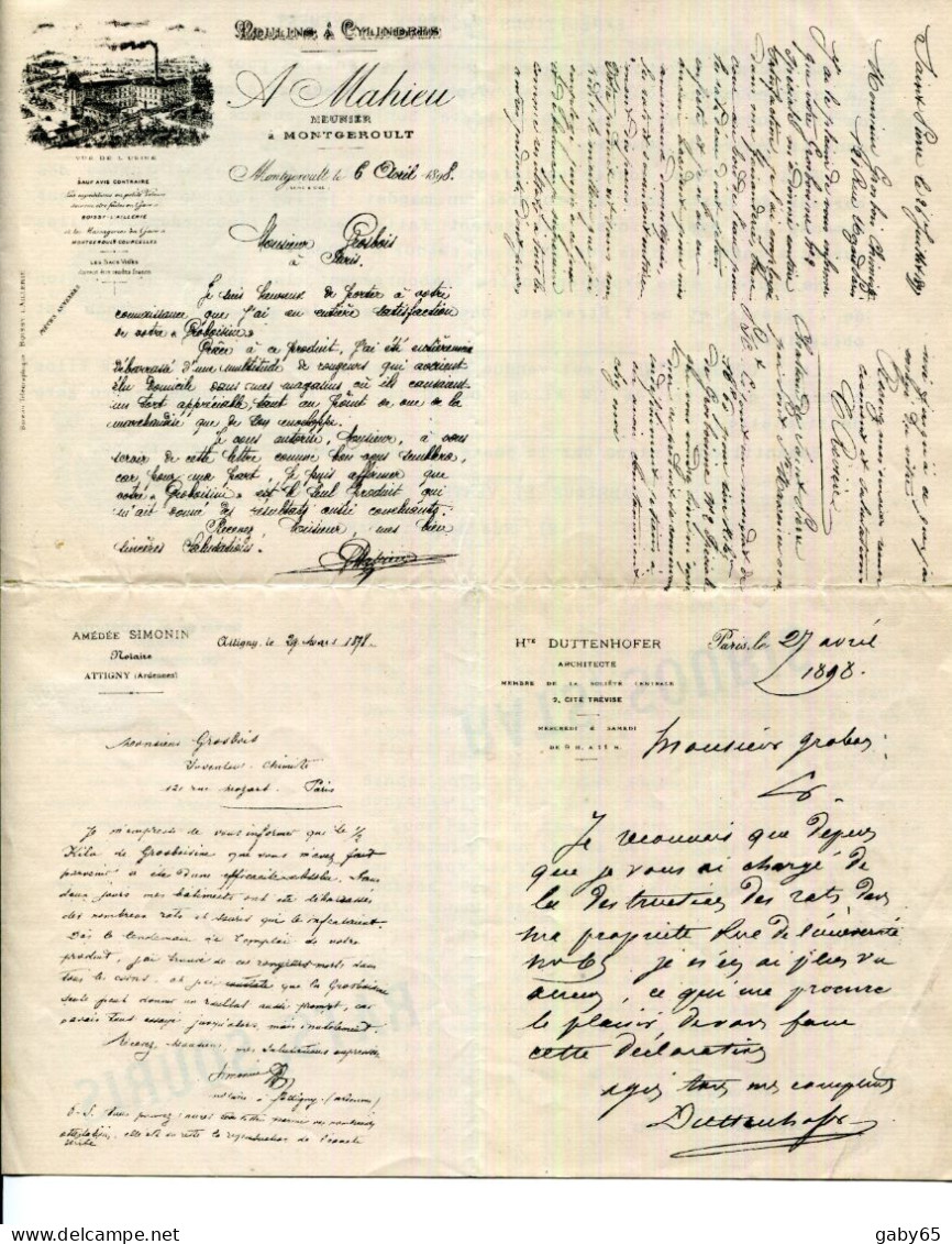 FACTURE.PARIS.LA GROSBOISINE PRODUIT RADICAL POUR RATS & SOURIS.A.GROSBOIS INVENTEUR-CHIMISTE 121 RUE MOZART. - Droguerie & Parfumerie