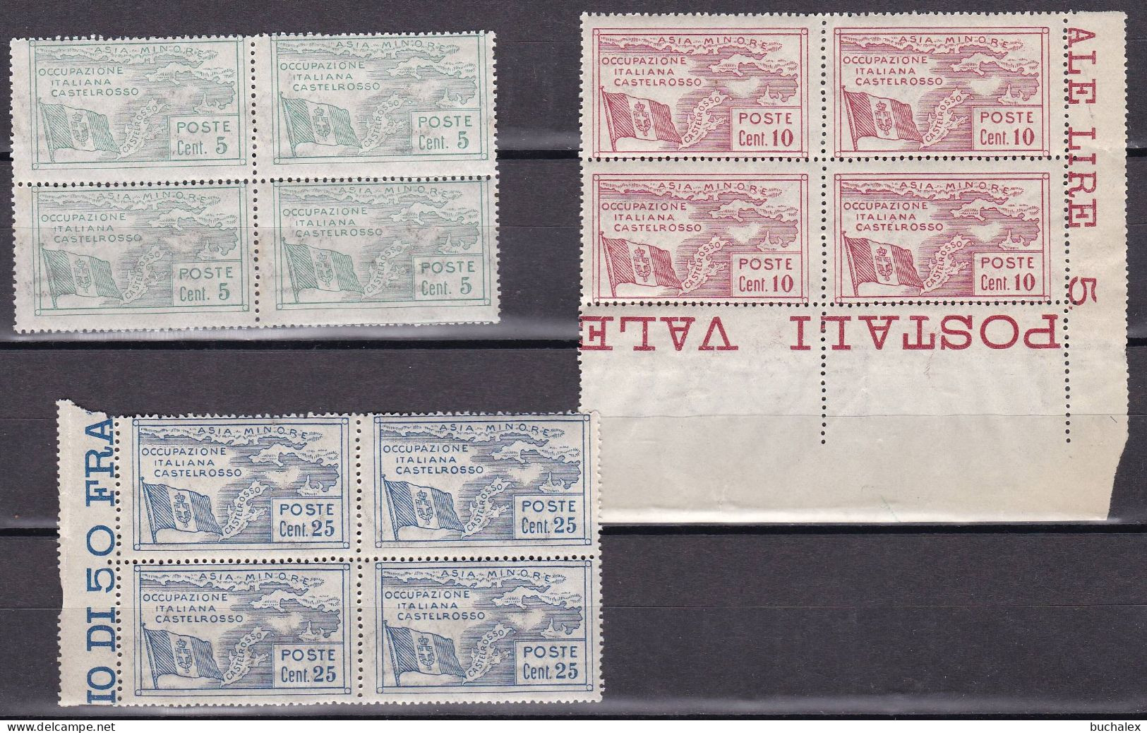 CASTELROSSO 1923, 4 Serie "Occupaz. Ital.", **/MNH, Sass.10/14, Quot. 400 Euro - Other & Unclassified