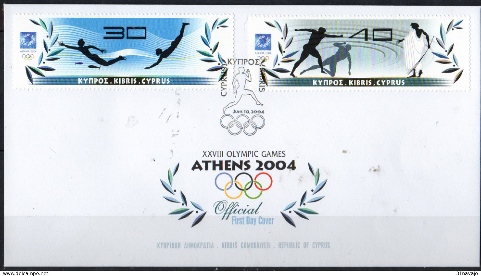 CHYPRE - Jeux Olympiques D'Athènes FDC - Summer 2004: Athens