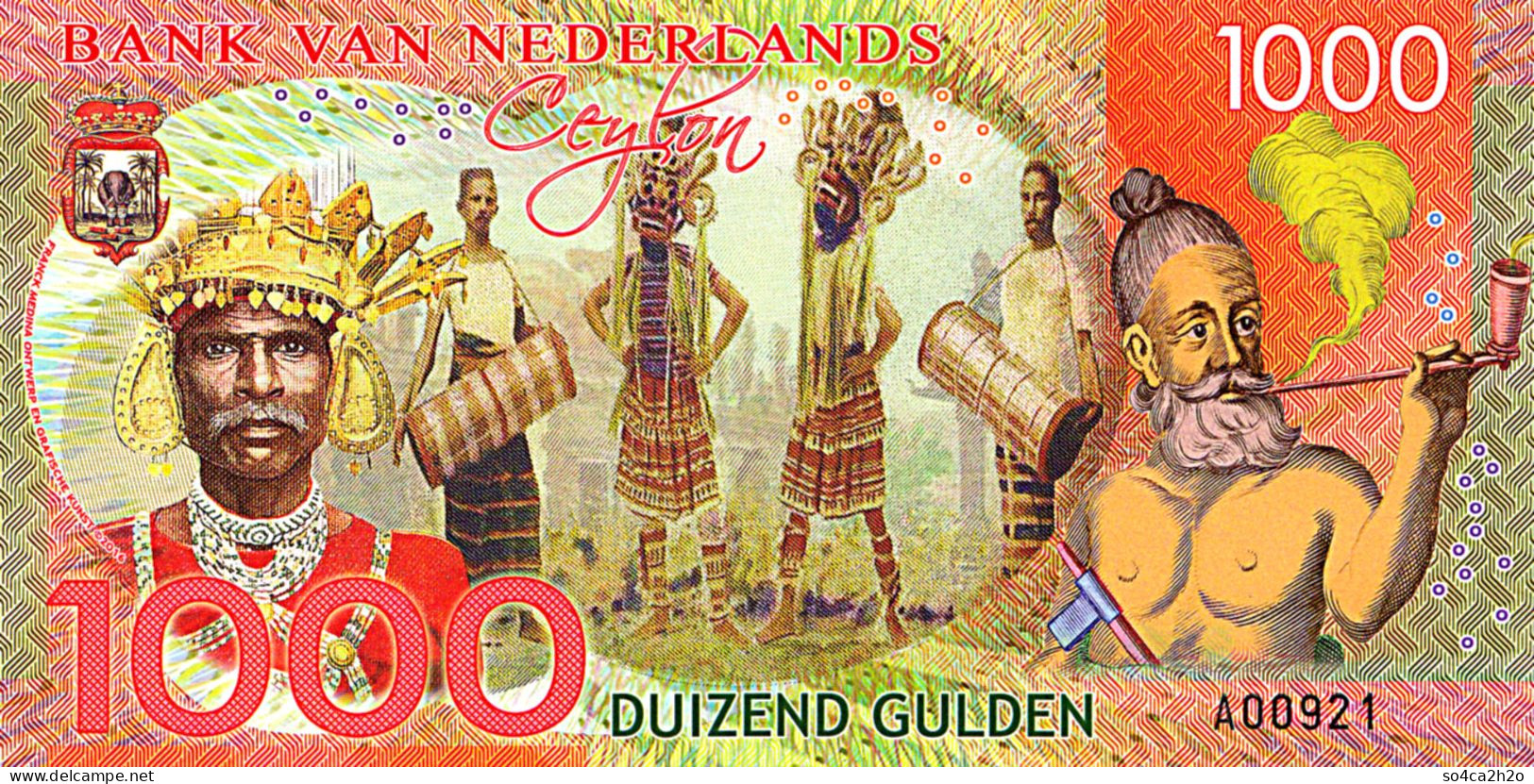 Magnifique 1000 Gulden Ceylan Netherlands 6 Avril 2016 UNC  POLYMER  Essai - Spécimen - Fictifs & Spécimens