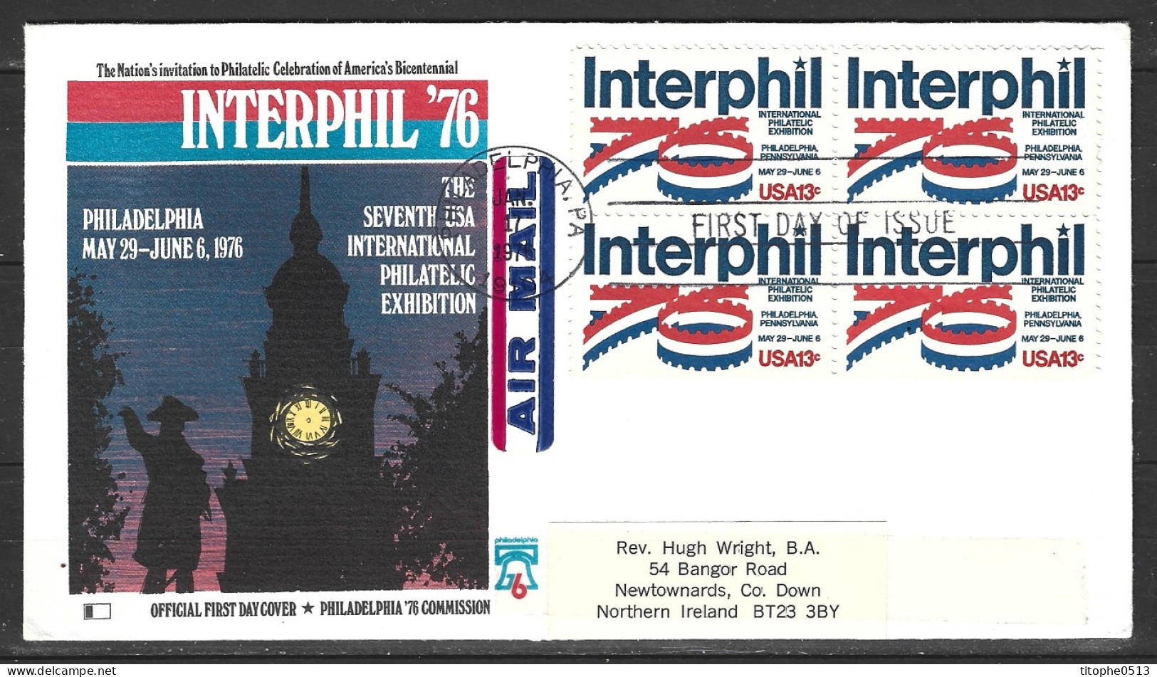 USA. N°1080 De 1976 Sur Enveloppe 1er Jour. Interphil'76. - Esposizioni Filateliche