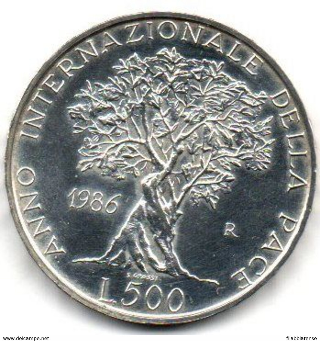 1986 - Italia 500 Lire Pace - Senza Confezione    ---- - Herdenking