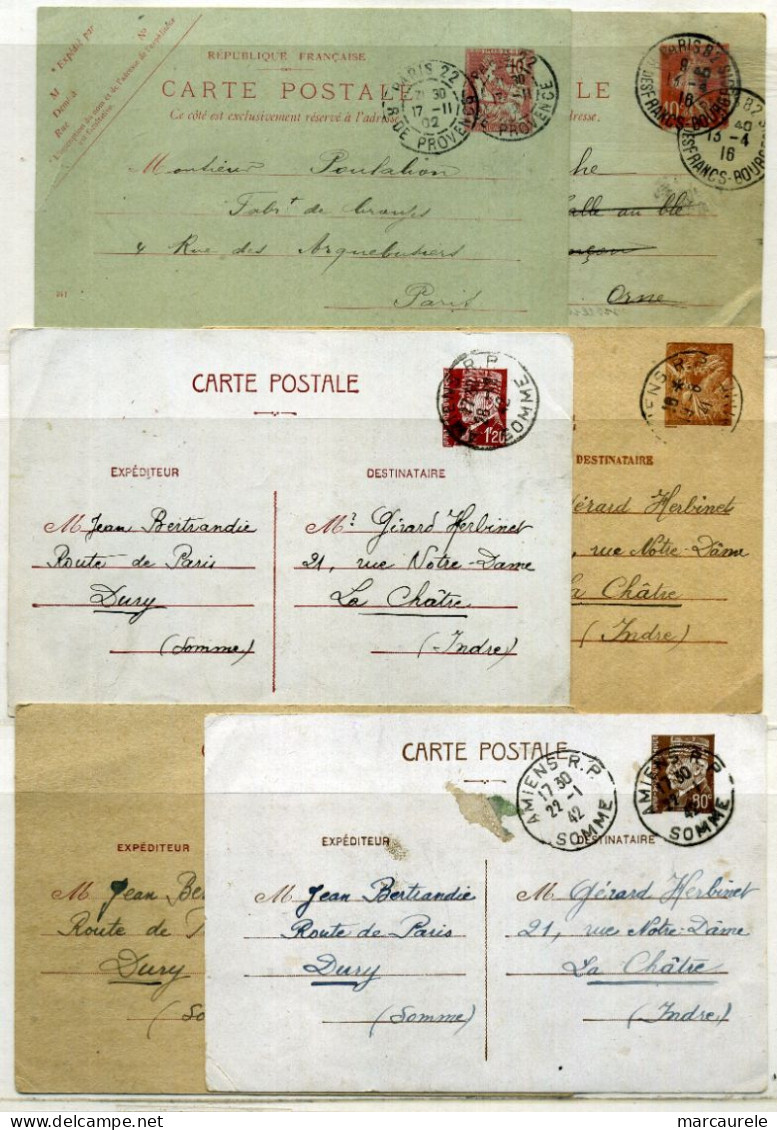 France Lot De 6 Entiers Postaux Divers - Lots Et Collections : Entiers Et PAP