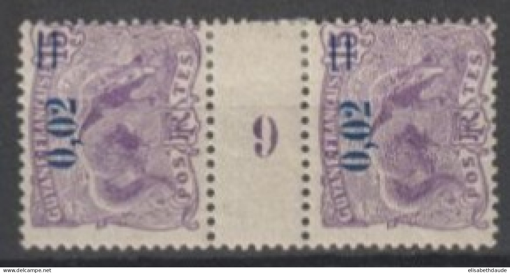 GUYANE - 1922 - YVERT N° 92 * MH PAIRE MILLESIME 1919 - COTE = 8 EUR. - LIVRAISON GRATUITE A PARTIR DE 5 EUR ! - Neufs