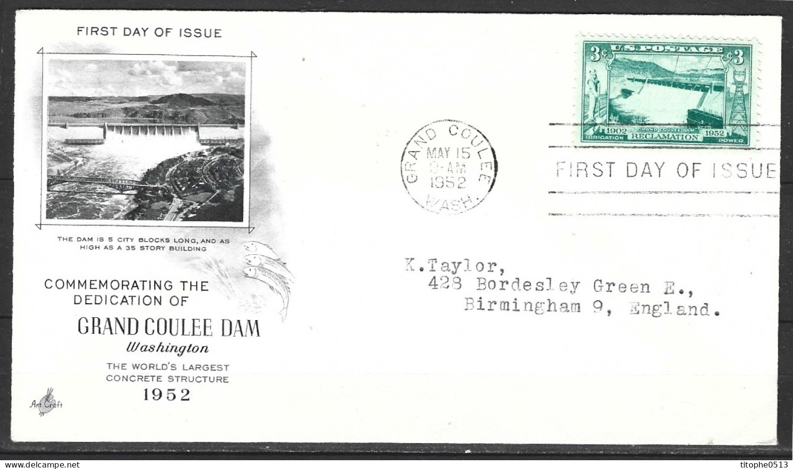 USA. N°560 De 1952 Sur Enveloppe 1er Jour. Barrage. - Eau