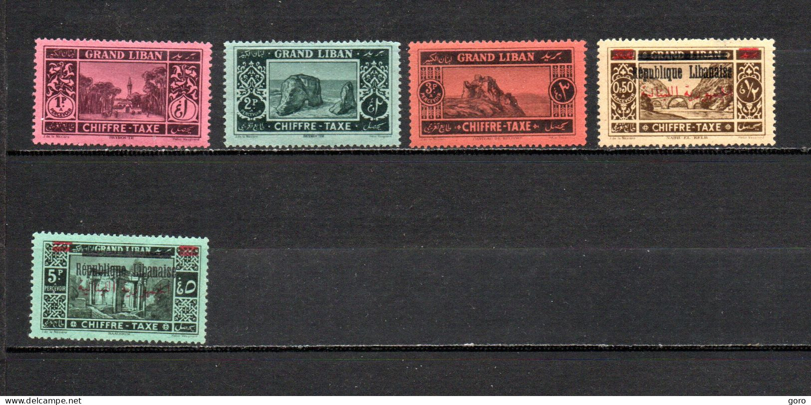 Gran  Líbano   1925-28  .-   Y&T  Nº    12/14-21-25     Taxa - Timbres-taxe