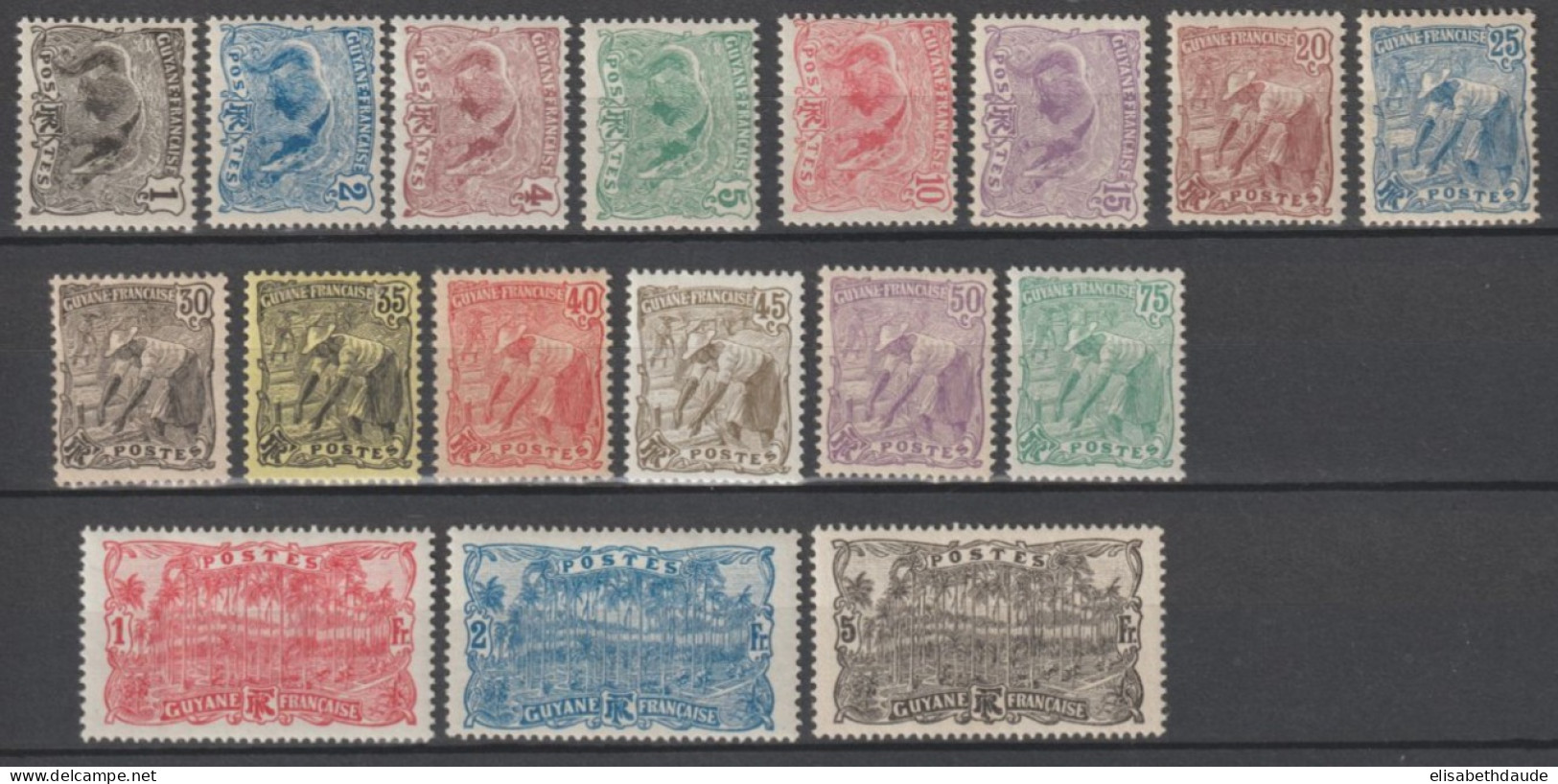 GUYANE - 1904 - SERIE YVERT N°49/65 * MLH - COTE = 39 EUR. - - Unused Stamps