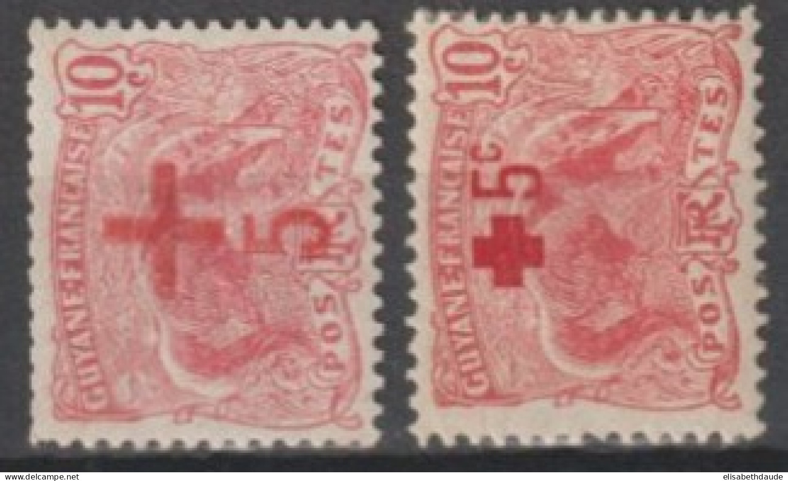 GUYANE - 1915 - SERIE CROIX-ROUGE YVERT N°73/74 * MLH - COTE = 24 EUR. - - Nuovi