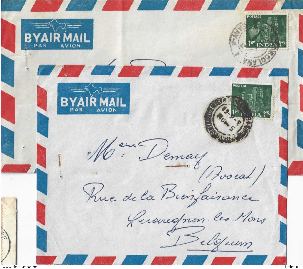 2 Lettres  Air Mail De Bombay à Quaregnon - Corréo Aéreo