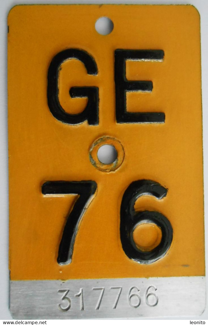 Velonummer Mofanummer Genf Genève GE 76, Gelb - Plaques D'immatriculation