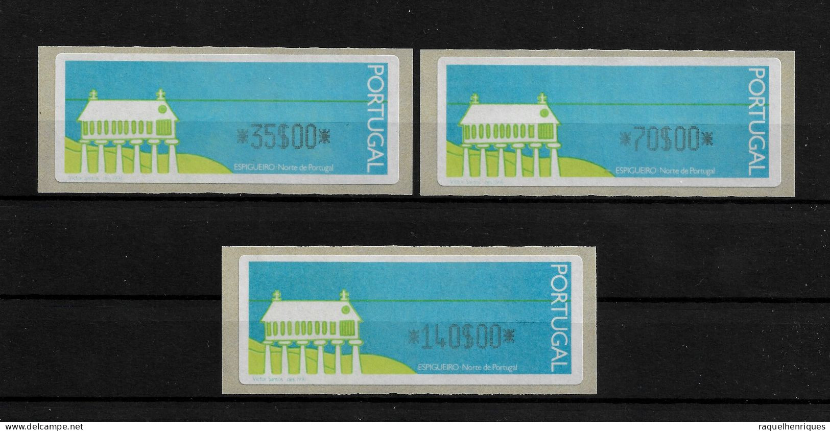 PORTUGAL ATM MACHINE STAMPS - ETIQUETAS - 1991 Espigueiro SET Nº 3 MNH (BA5#444) - Franking Machines (EMA)