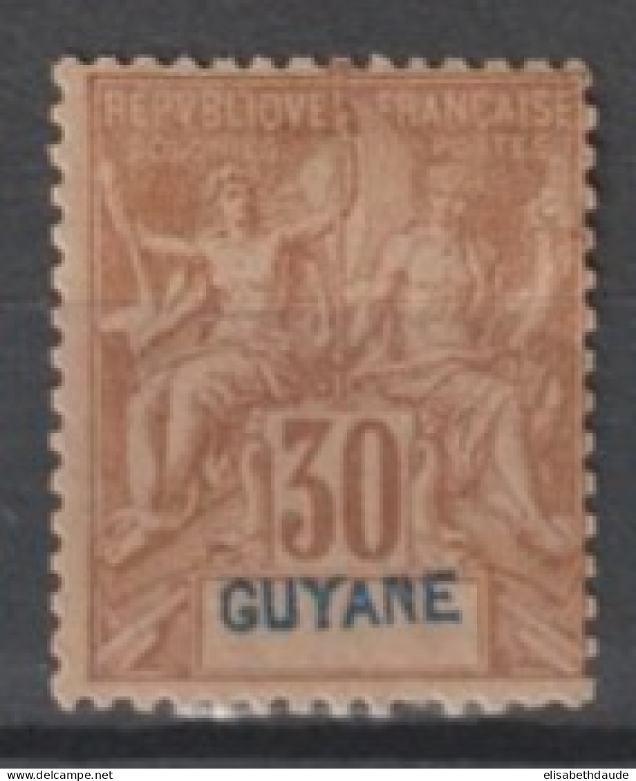 GUYANE - 1892 - YVERT N°38 * MH  - COTE = 30 EUR - Neufs