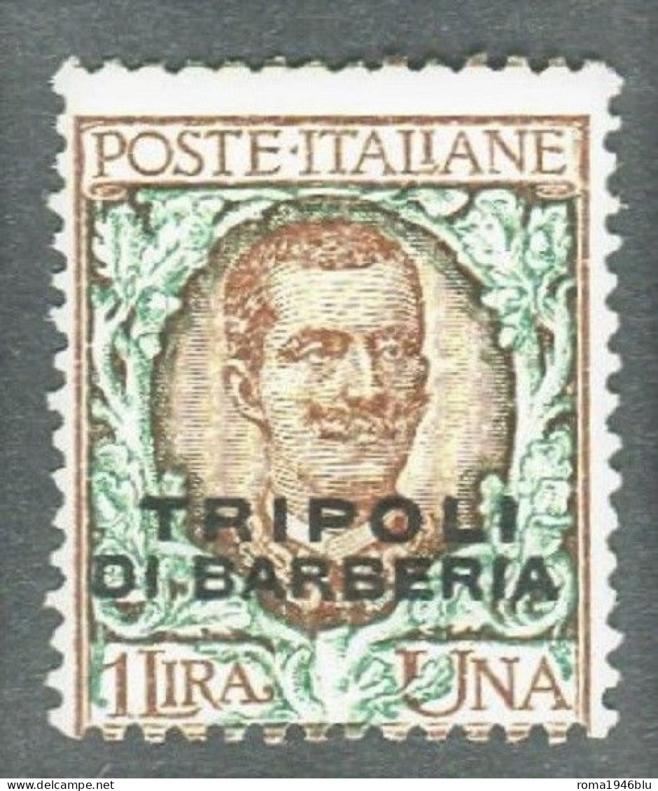 TRIPOLI DI BARBERIA 1909 1 LIRA SOPRASTAMPATO * GOMMA ORIGINALE - European And Asian Offices