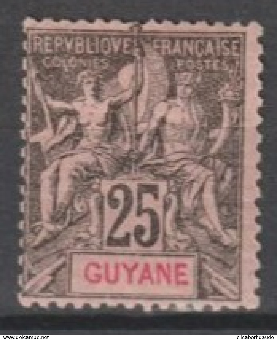 GUYANE - 1892 - YVERT N°37 * MH  - COTE = 24 EUR - Ungebraucht