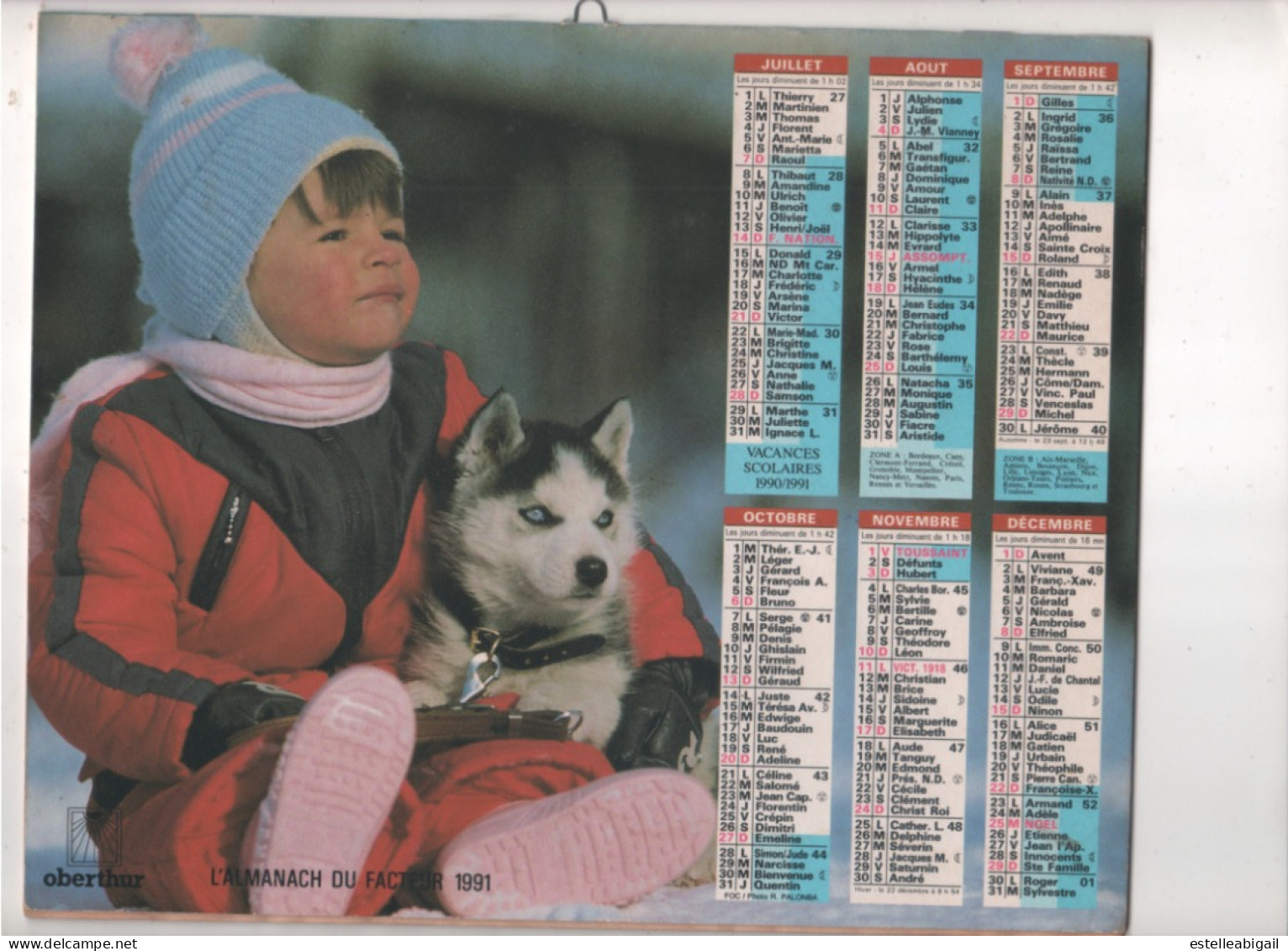 Calendrier Des Postes 1991 - Tamaño Grande : 1991-00