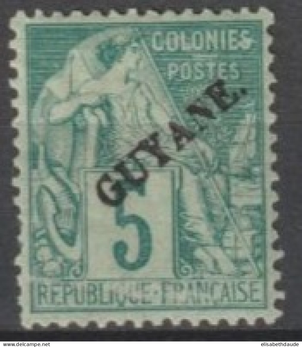 GUYANE - 1892 - YVERT N°19 * MH - COTE = 52 EUR - Unused Stamps