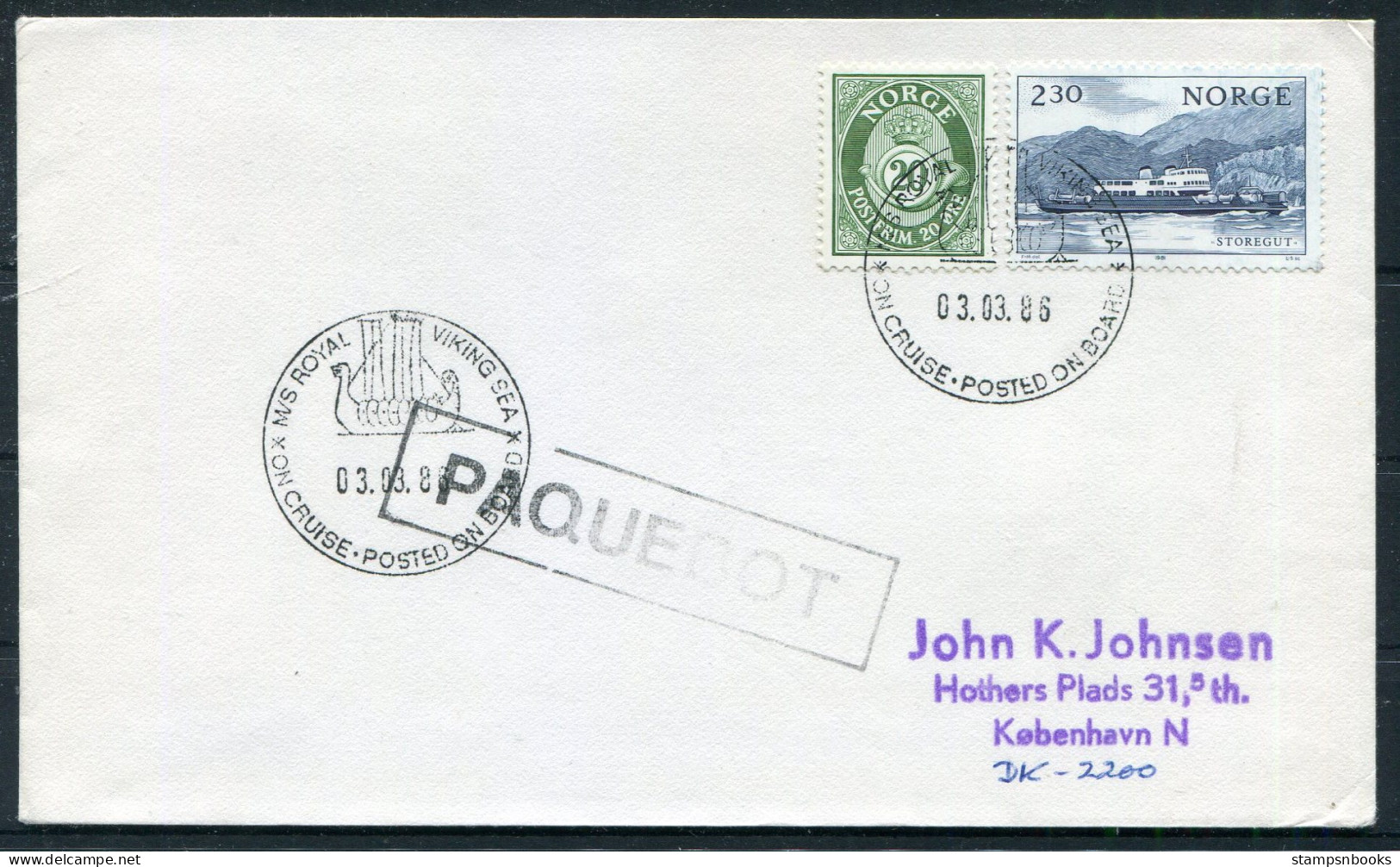 1986 Norway M/S ROYAL VIKING SEA Ship Cover. PAQUEBOT - Storia Postale