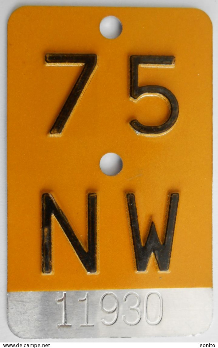 Mofanummer Velonummer Gelb Nidwalden NW 75 - Number Plates