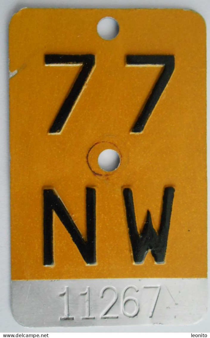 Mofanummer Velonummer Gelb Nidwalden NW 77 - Number Plates