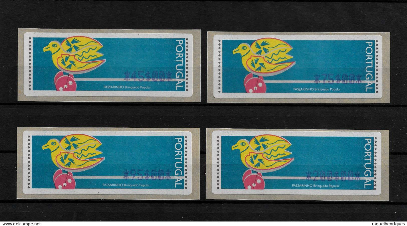 PORTUGAL ATM MACHINE STAMPS - ETIQUETAS - TOY PASSARINHO Nº12 SET MNH (BA5#450) - Machines à Affranchir (EMA)