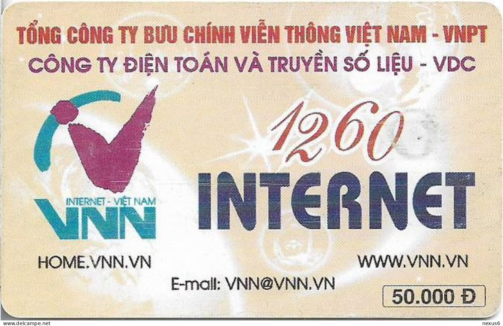 Vietnam - CP&T (Chip) - 1260 Internet, Gem5 Red, 50.000₫, Used - Vietnam