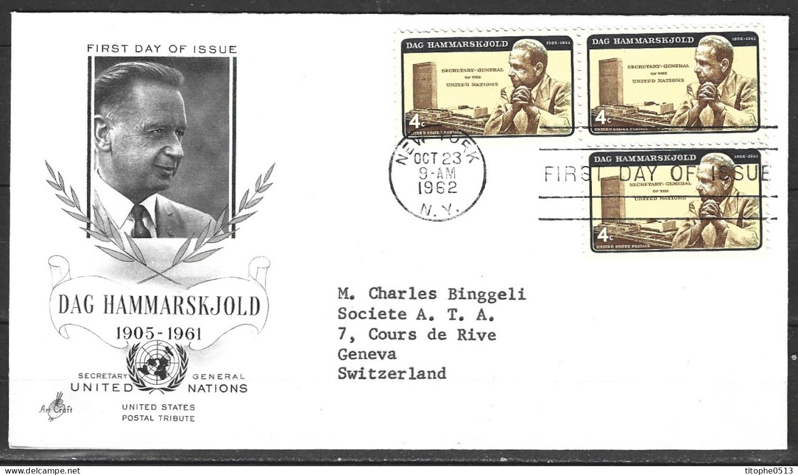 USA. N°736 De 1962 Sur Enveloppe 1er Jour. Secrétaire Général De L'ONU. - Dag Hammarskjöld