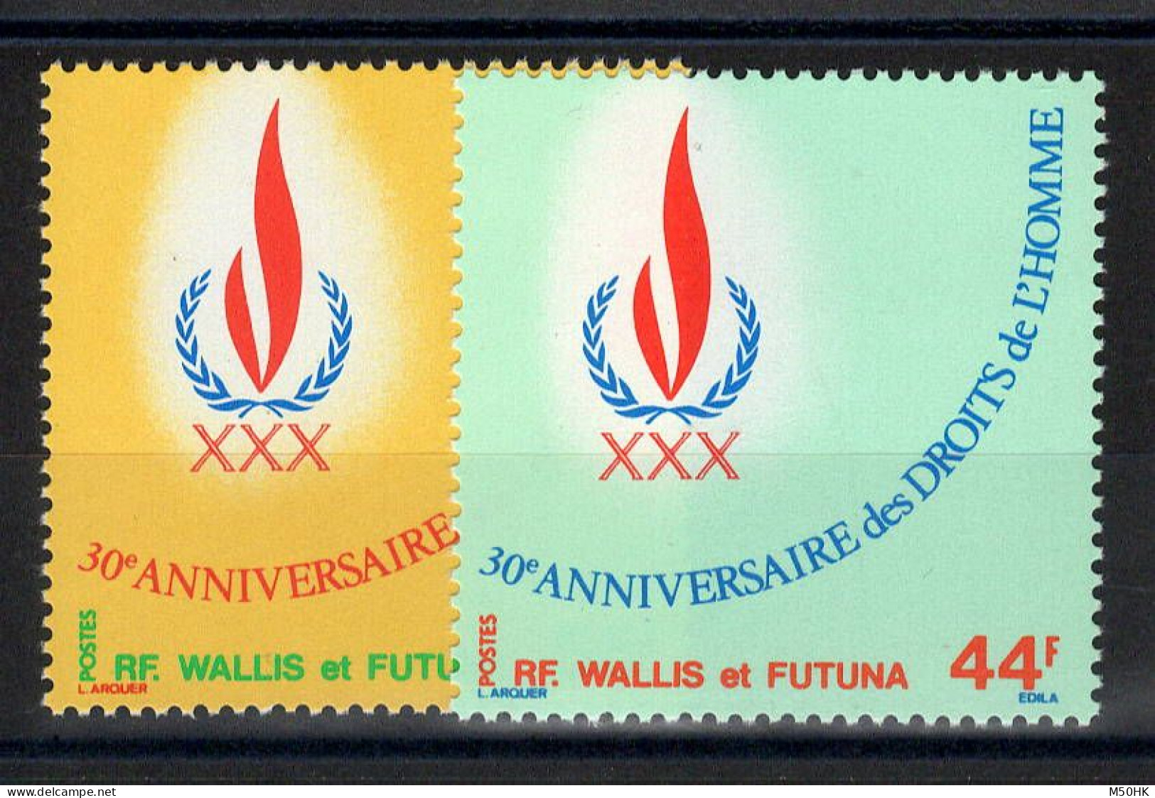 Wallis & Futuna - YV 224 & 224 N** Gomme Tropicale Mate , Droits De L'homme , Cote 4,90 Euros - Unused Stamps