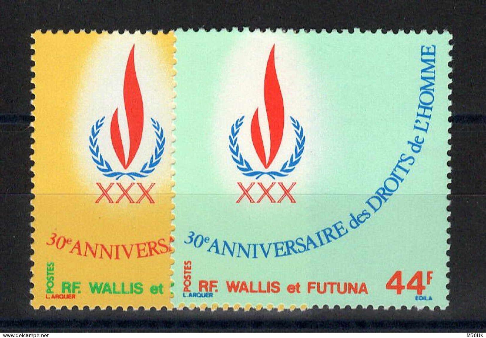 Wallis & Futuna - YV 224 & 224 N** Gomme Tropicale Mate , Droits De L'homme , Cote 4,90 Euros - Unused Stamps