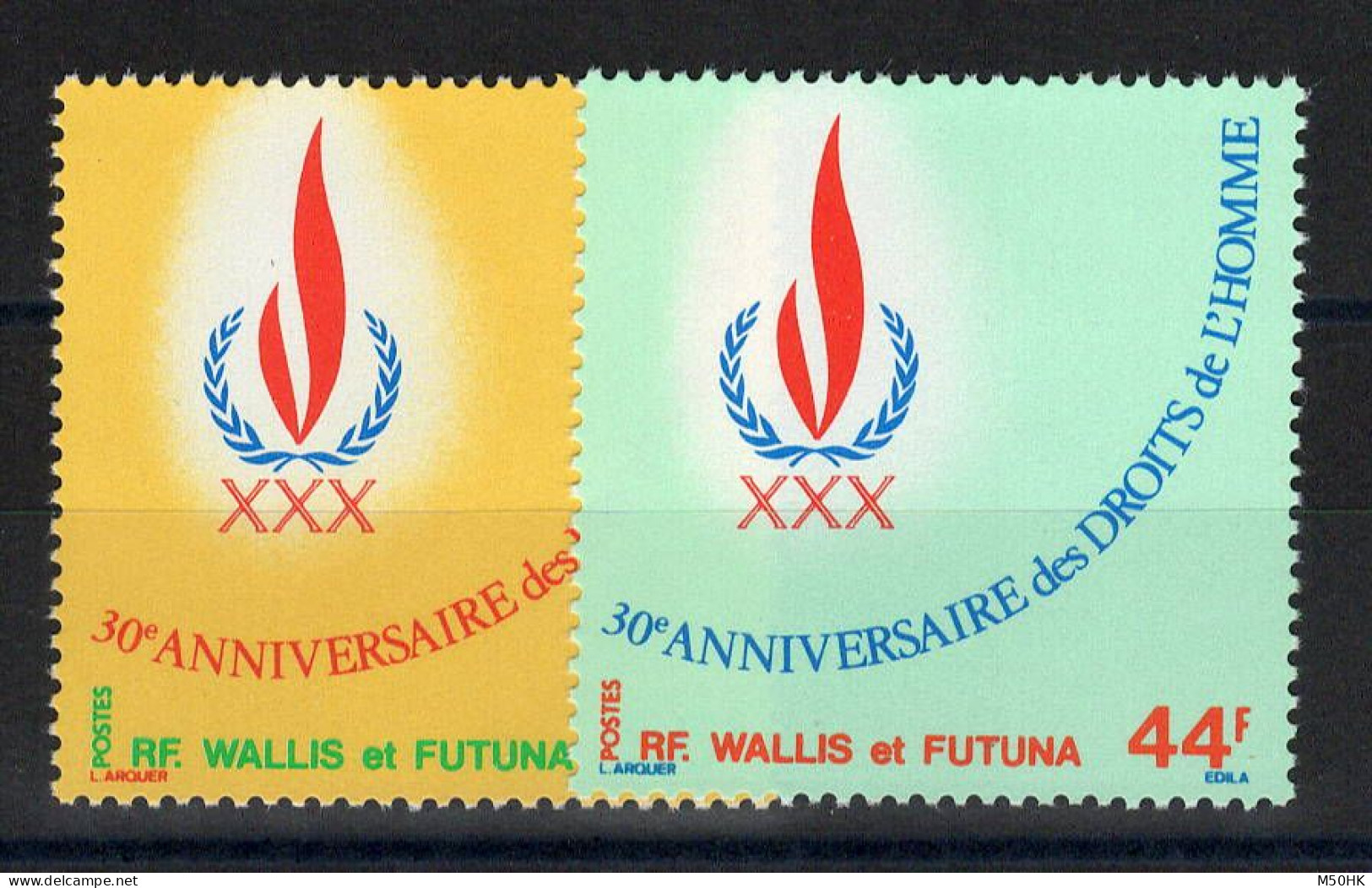 Wallis & Futuna - YV 224 & 224 N** Gomme Tropicale Mate , Droits De L'homme , Cote 4,90 Euros - Unused Stamps