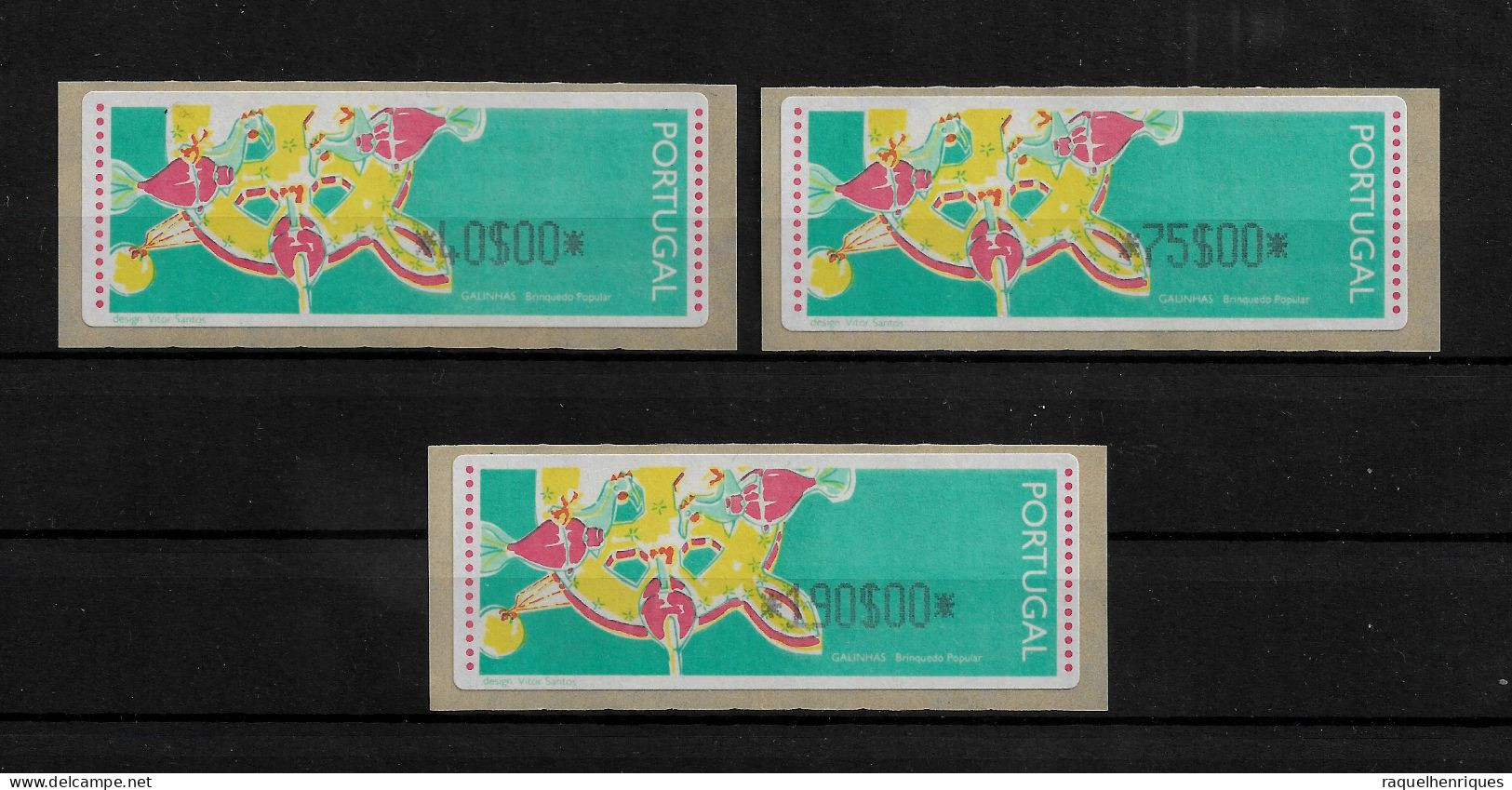 PORTUGAL ATM MACHINE STAMPS - ETIQUETAS - 1995 TOY GALINHAS - Nº 10 SET MNH (BA5#455) - Franking Machines (EMA)