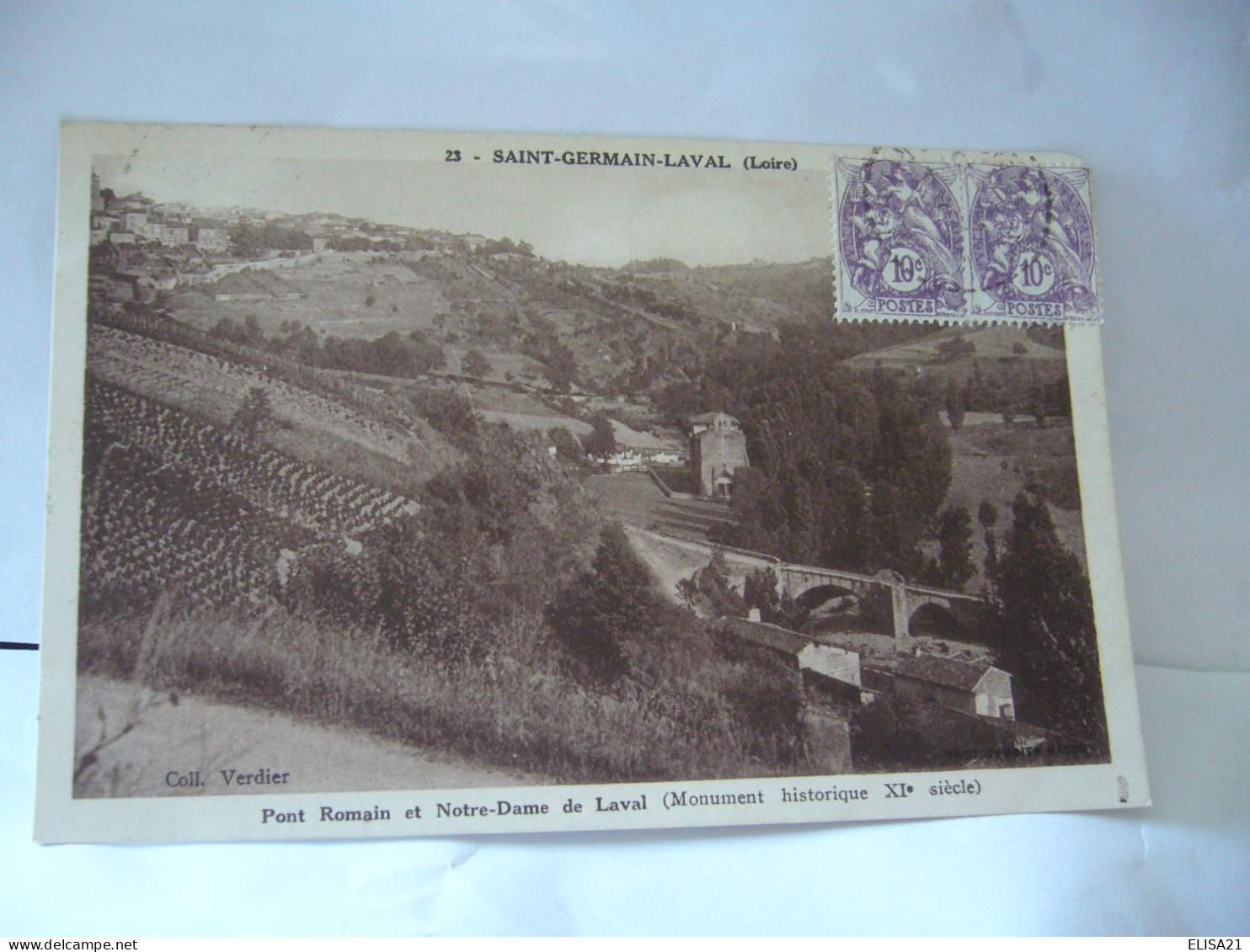 SAINT GERMAIN LAVAL  42 LOIRE PONT ROMAIN ET NOTRE DAME DE LAVAL CPA 1934 COLL VERDIER - Saint Germain Laval