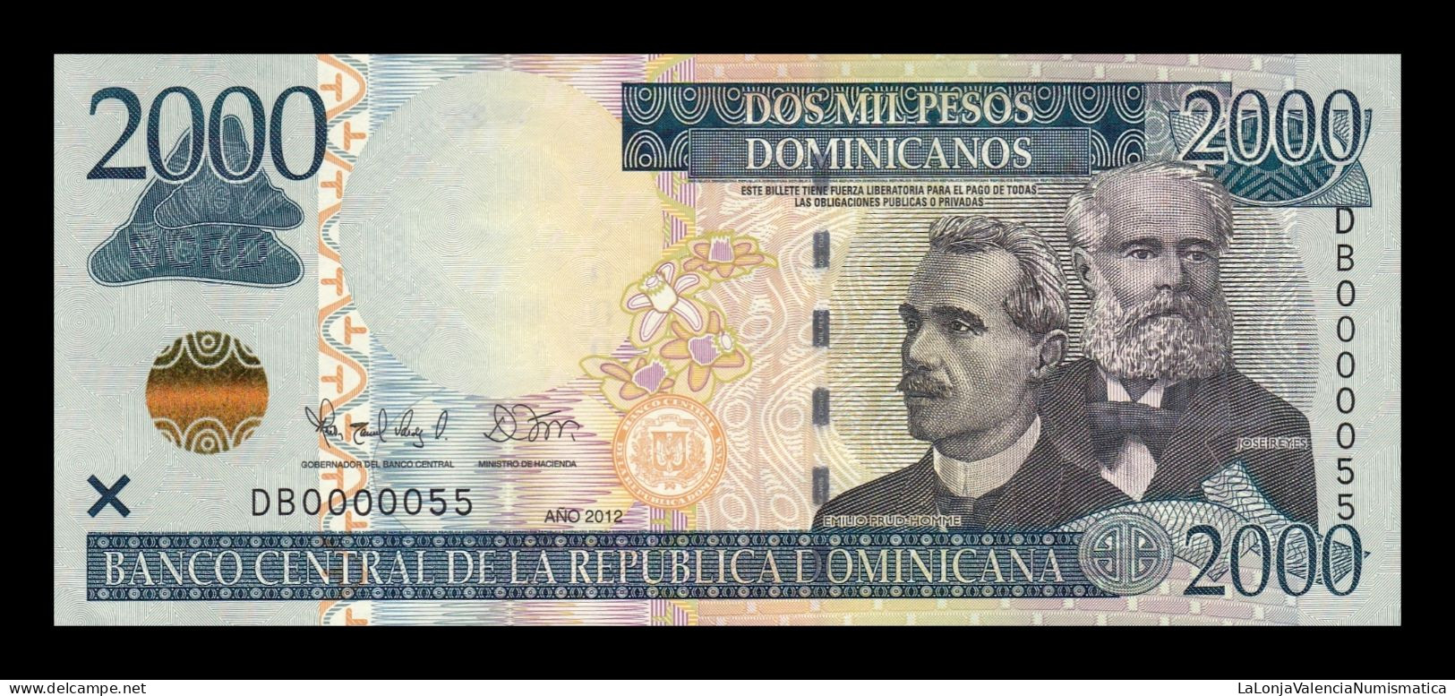 República Dominicana 2000 Pesos Dominicanos 2012 Pick 188b Low Serial 55 Sc Unc - Dominicaine