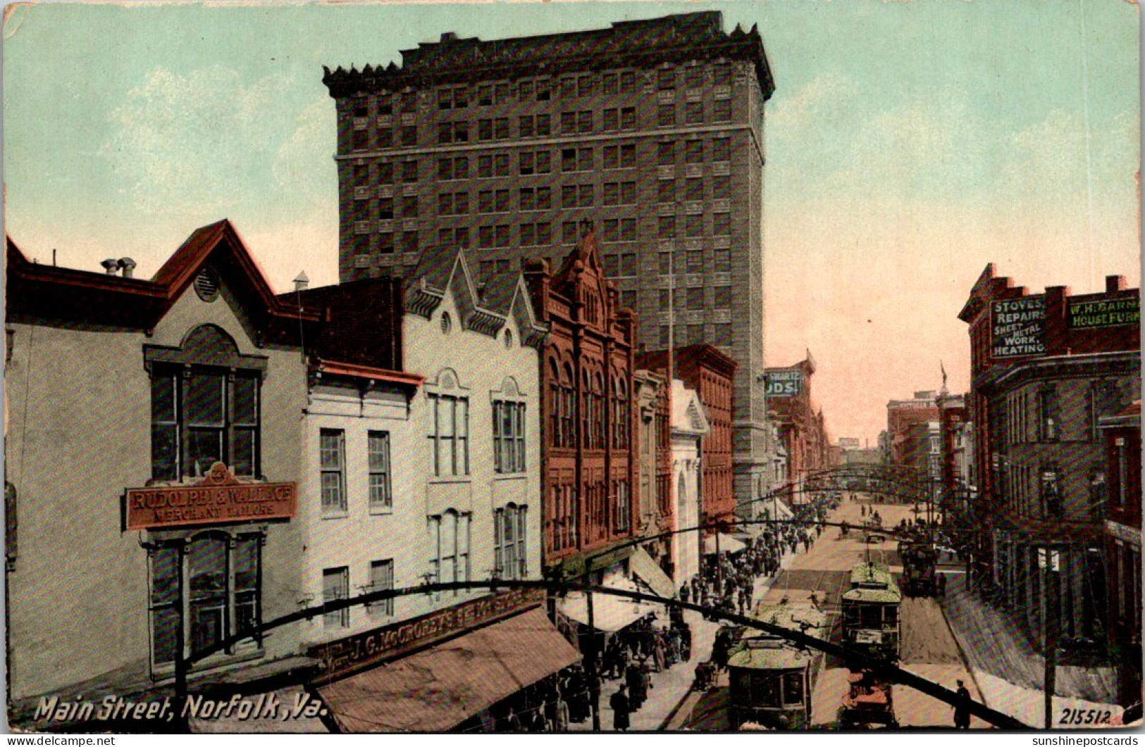 Virginia Norfolk Trolleys On Main Street  - Norfolk