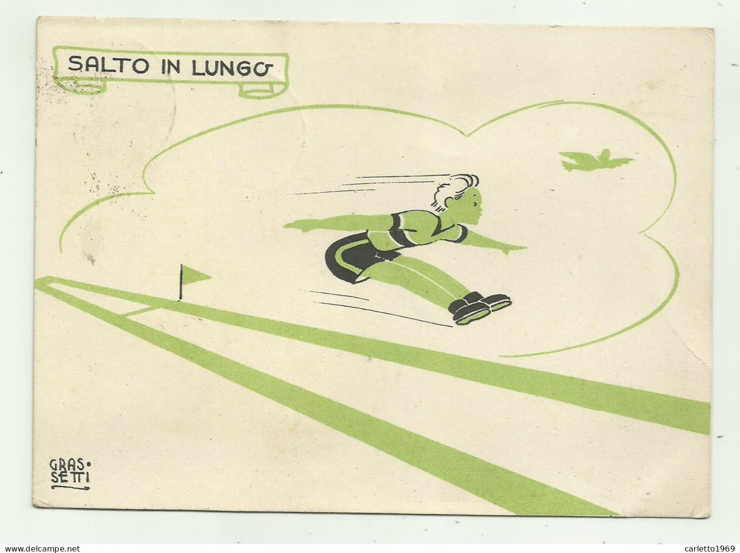 SALTO IN LUNGO ILLUSTRATA GRASSETTI 1939 -  VIAGGIATA FG - Atletismo