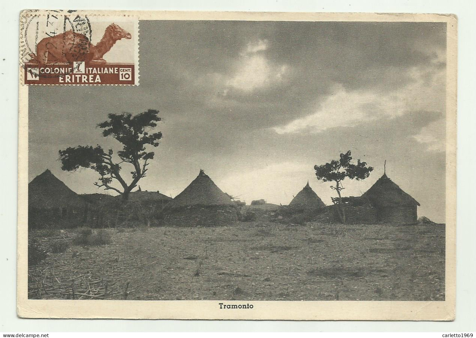 ERITREA - FAUNA, USI E COSTUMI, TRAMONTO 1937   VIAGGIATA FG - Eritrea